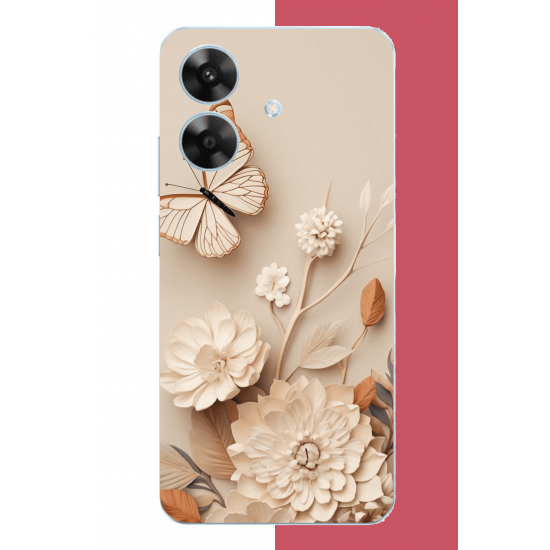 Realme Note 60 Uyumlu duvardaki kelebek UV Baskılı Silikon Kılıf