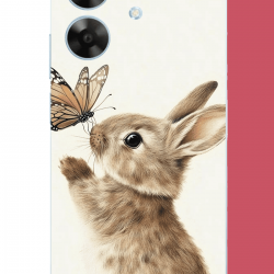 Realme Note 60 Uyumlu kelebekli tavşan UV Baskılı Silikon Kılıf