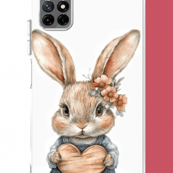 Redmi 10 Uyumlu çiçek tokalı tavşan UV Baskılı Silikon Kılıf