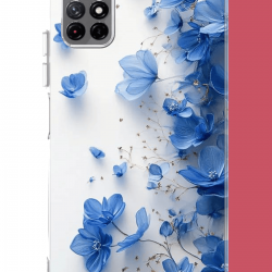 Redmi 10 Uyumlu mavi çiçek2 UV Baskılı Silikon Kılıf