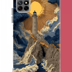 Redmi 10 Uyumlu mavi bulutlu deniz feneri UV Baskılı Silikon Kılıf