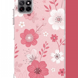 Redmi 10 Uyumlu pembe beyaz çiçek UV Baskılı Silikon Kılıf