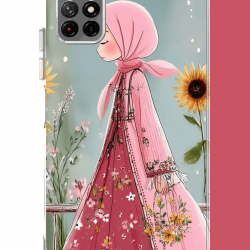 Redmi 10 Uyumlu pembe elbiseli kız UV Baskılı Silikon Kılıf