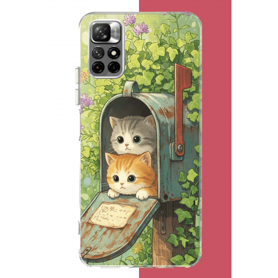 Redmi 10 Uyumlu posta kutusundaki kedi UV Baskılı Silikon Kılıf