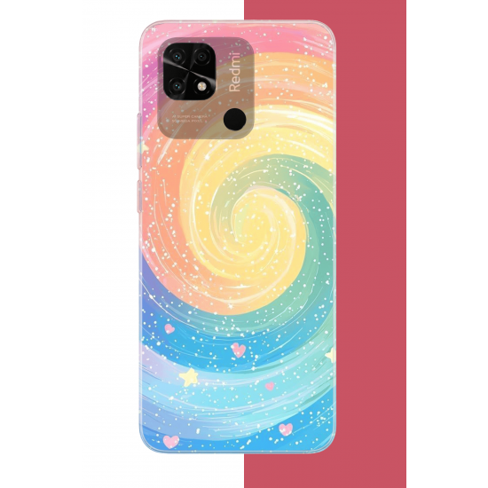 Redmi 10C - POCO C40 Uyumlu gökkuşağı girdap UV Baskılı Silikon Kılıf