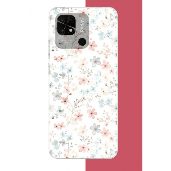 Redmi 10C - POCO C40 Uyumlu lila mavi pattern UV Baskılı Silikon Kılıf