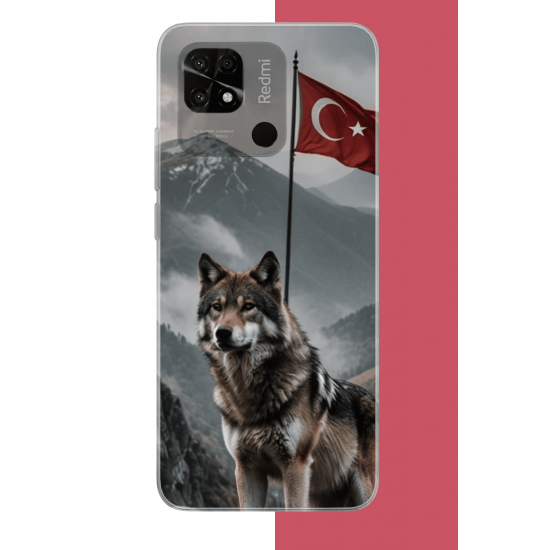 Redmi 10C - POCO C40 Uyumlu Ulu Kurt UV Baskılı Silikon Kılıf
