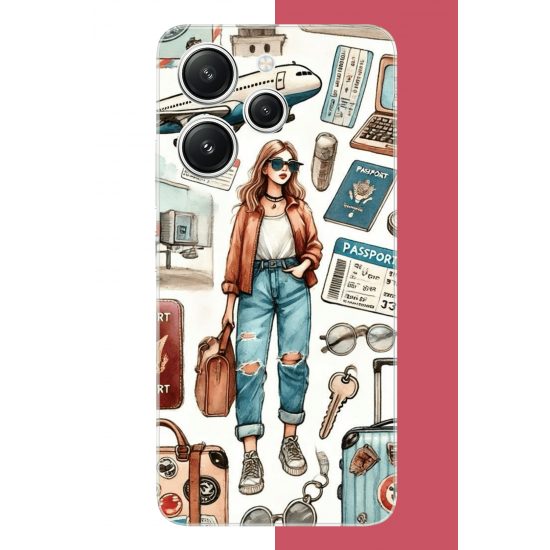 Redmi 12 Uyumlu vintage-travel UV Baskılı Silikon Kılıf