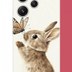Redmi 12 Uyumlu kelebekli tavşan UV Baskılı Silikon Kılıf