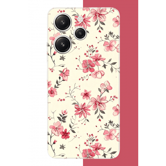 Redmi 12 Uyumlu kırmızı pattern UV Baskılı Silikon Kılıf