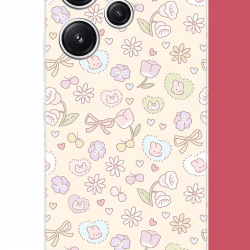 Redmi 12 Uyumlu lale fiyonklu pattern UV Baskılı Silikon Kılıf