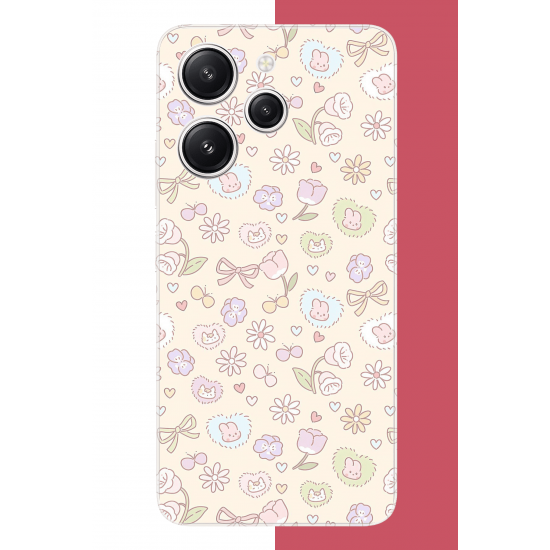 Redmi 12 Uyumlu lale fiyonklu pattern UV Baskılı Silikon Kılıf