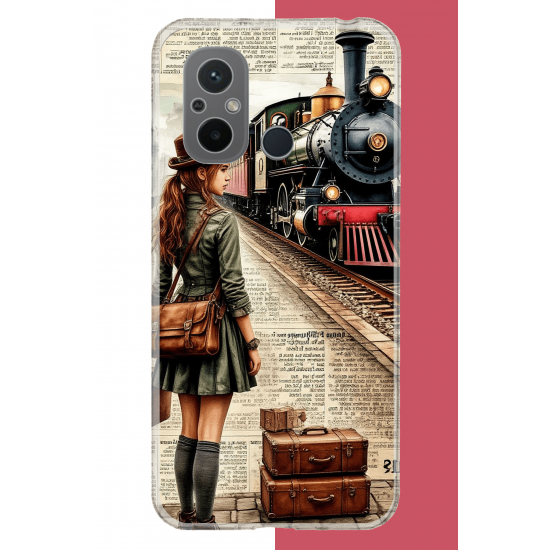 Redmi 12C Uyumlu vintage tren UV Baskılı Silikon Kılıf