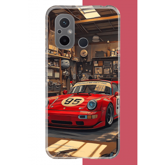 Redmi 12C Uyumlu kırmızı porsche UV Baskılı Silikon Kılıf