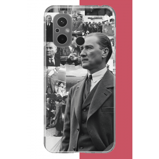 Redmi 12C Uyumlu atatürk kolaj.jpeg UV Baskılı Silikon Kılıf