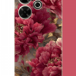 Redmi 13 Uyumlu kırmızı çiçek UV Baskılı Silikon Kılıf