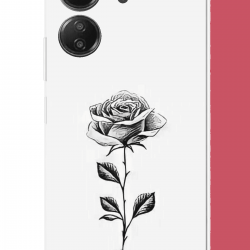 Redmi 13C Uyumlu siyah gül UV Baskılı Silikon Kılıf