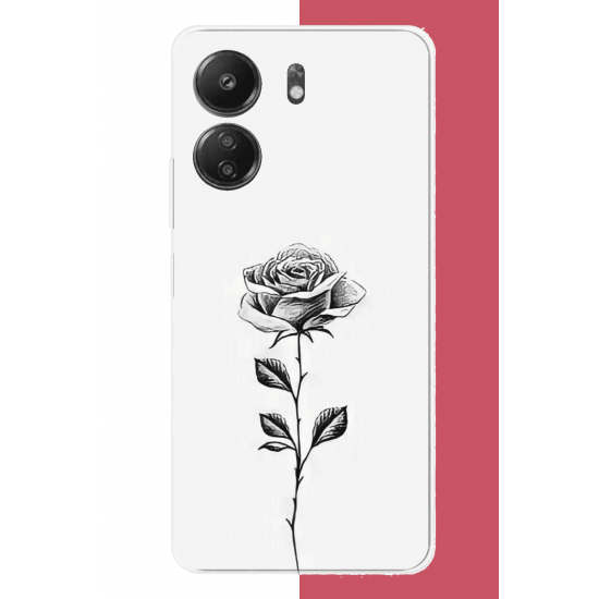 Redmi 13C Uyumlu siyah gül UV Baskılı Silikon Kılıf