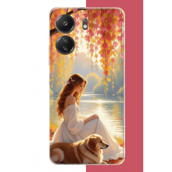Redmi 13C Uyumlu kadın ve köpek UV Baskılı Silikon Kılıf Redmi 13C Uyumlu kadın ve köpek UV Baskılı Silikon Kılıf