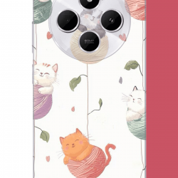 Redmi 14C Uyumlu yumaktaki kediler UV Baskılı Silikon Kılıf