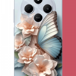 Redmi 14C Uyumlu mavi kanatlı kelebek UV Baskılı Silikon Kılıf
