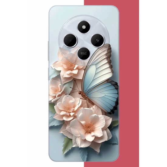 Redmi 14C Uyumlu mavi kanatlı kelebek UV Baskılı Silikon Kılıf