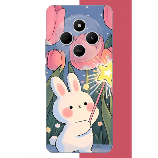 Redmi 14C Uyumlu peluş tavşan UV Baskılı Silikon Kılıf