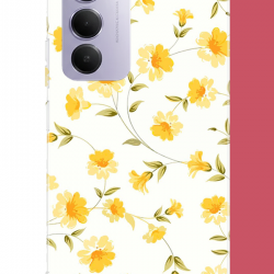 Redmi 15 4G Uyumlu sarı çiçek pattern UV Baskılı Silikon Kılıf
