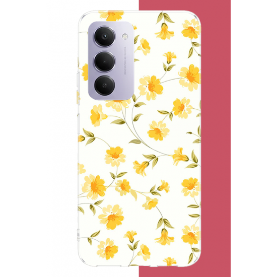 Redmi 15 4G Uyumlu sarı çiçek pattern UV Baskılı Silikon Kılıf