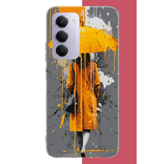 Redmi 15 4G Uyumlu sarı şemsiyeli kadın UV Baskılı Silikon Kılıf Redmi 15 4G Uyumlu sarı şemsiyeli kadın UV Baskılı Silikon Kılıf