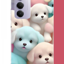 Redmi 15 4G Uyumlu sevimli renkli köpek UV Baskılı Silikon Kılıf