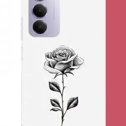 Redmi 15 4G Uyumlu siyah gül UV Baskılı Silikon Kılıf