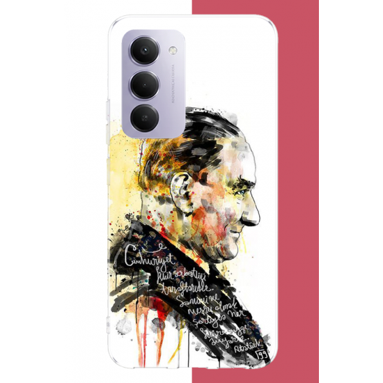 Redmi 15 4G Uyumlu sulu boya atatürk UV Baskılı Silikon Kılıf