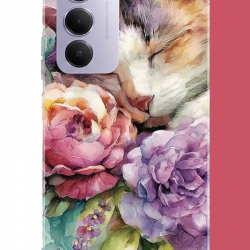 Redmi 15 4G Uyumlu sulu boya kedi UV Baskılı Silikon Kılıf