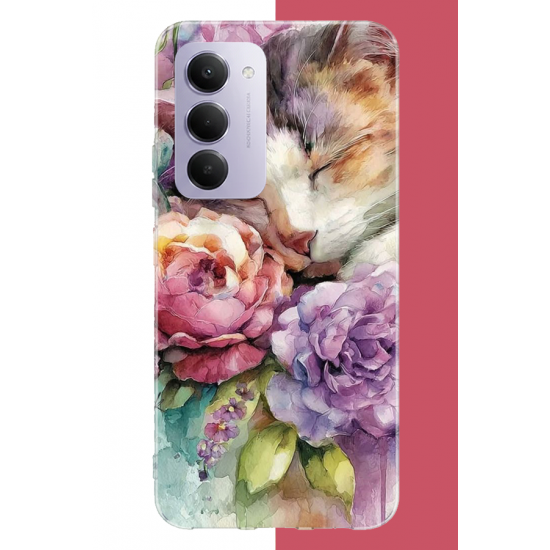 Redmi 15 4G Uyumlu sulu boya kedi UV Baskılı Silikon Kılıf