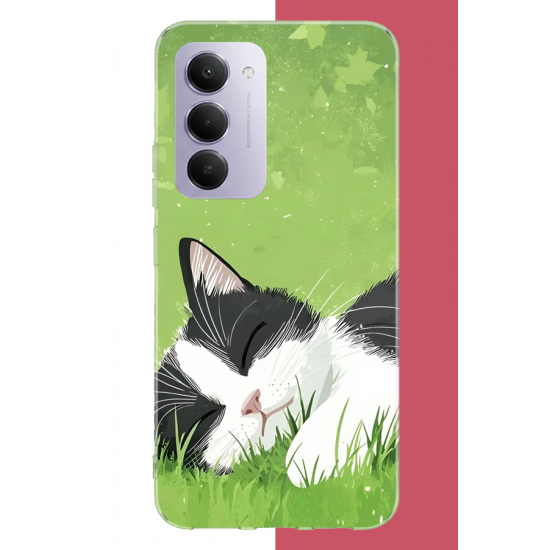 Redmi 15 4G Uyumlu uyuyan kedi UV Baskılı Silikon Kılıf