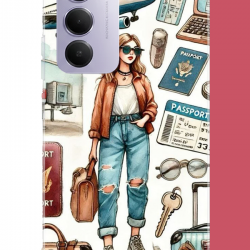 Redmi 15 4G Uyumlu vintage-travel UV Baskılı Silikon Kılıf