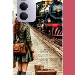 Redmi 15 4G Uyumlu vintage tren UV Baskılı Silikon Kılıf
