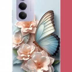 Redmi 15 4G Uyumlu mavi kanatlı kelebek UV Baskılı Silikon Kılıf