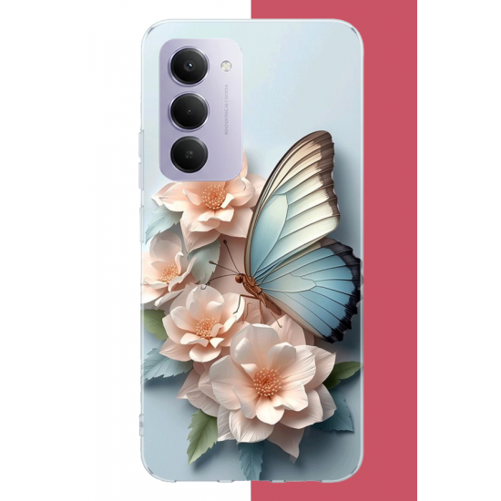 Redmi 15 4G Uyumlu mavi kanatlı kelebek UV Baskılı Silikon Kılıf