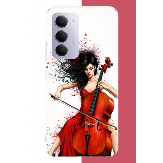 Redmi 15 4G Uyumlu çello çalan kadın UV Baskılı Silikon Kılıf