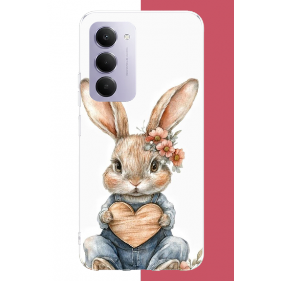 Redmi 15 4G Uyumlu çiçek tokalı tavşan UV Baskılı Silikon Kılıf
