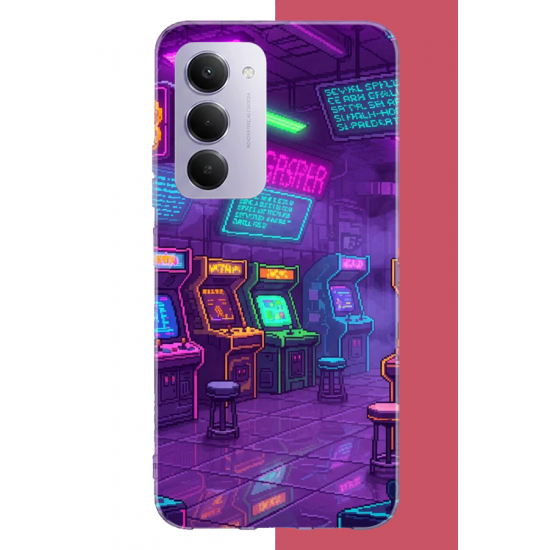 Redmi 15 4G Uyumlu Cyberpunk neon arcade UV Baskılı Silikon Kılıf