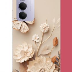 Redmi 15 4G Uyumlu duvardaki kelebek UV Baskılı Silikon Kılıf