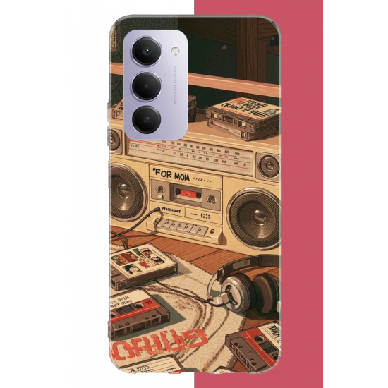Redmi 15 4G Uyumlu 90'lar kaset2 UV Baskılı Silikon Kılıf