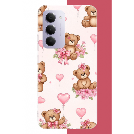 Redmi 15 4G Uyumlu fiyonklu peluş ayıcık UV Baskılı Silikon Kılıf Redmi 15 4G Uyumlu fiyonklu peluş ayıcık UV Baskılı Silikon Kılıf