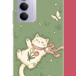 Redmi 15 4G Uyumlu fularlı kedi UV Baskılı Silikon Kılıf