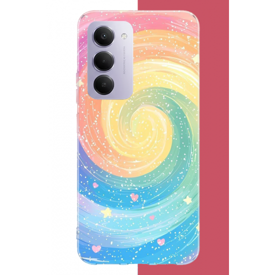 Redmi 15 4G Uyumlu gökkuşağı girdap UV Baskılı Silikon Kılıf