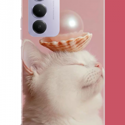 Redmi 15 4G Uyumlu incili kedi UV Baskılı Silikon Kılıf