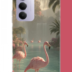 Redmi 15 4G Uyumlu akarsudaki flamingo UV Baskılı Silikon Kılıf